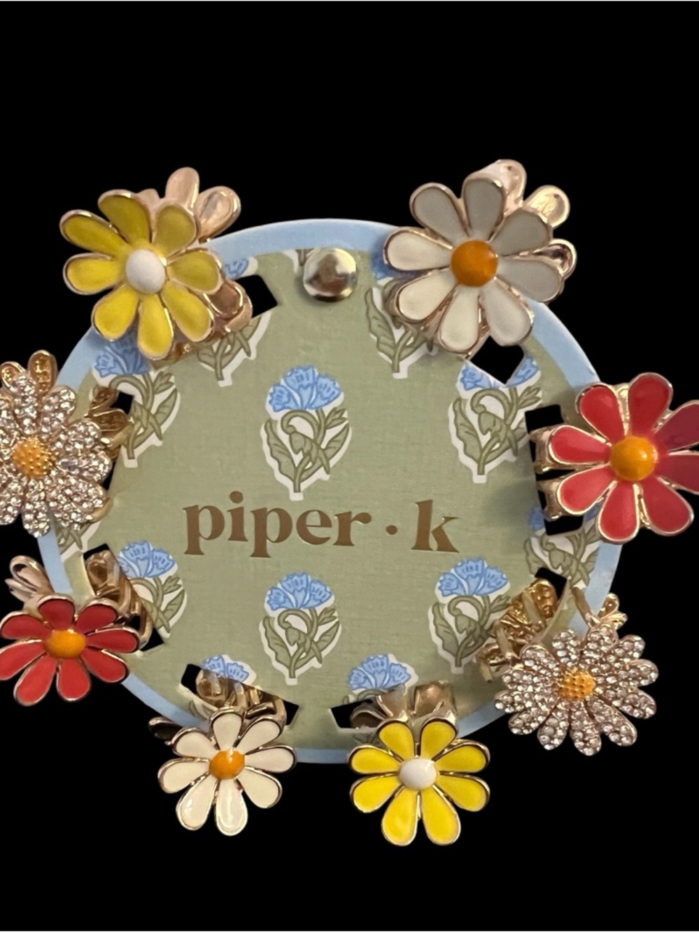 Piper Floral Enamel Daisy Hair Clips - Multi-Color Set